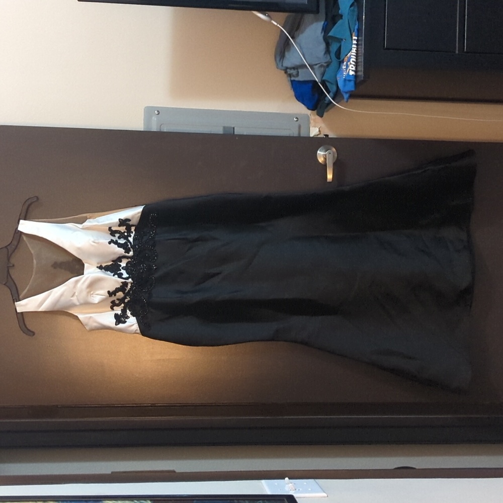 Black and White Gown with Mesh